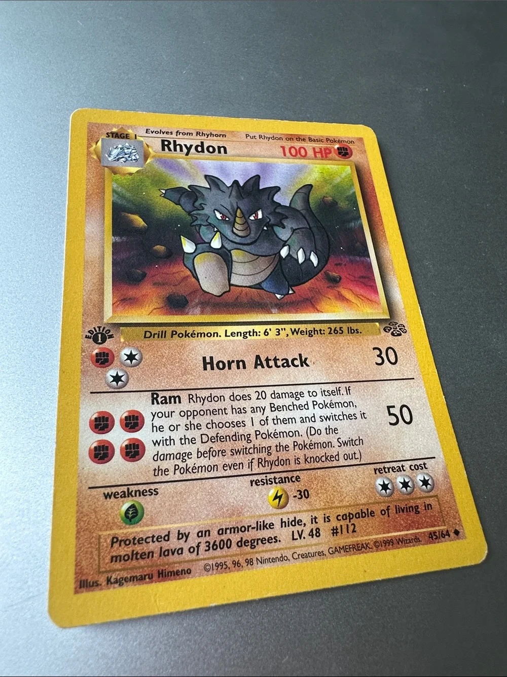 Rhydon 1st Edition Pokémon Trading Card